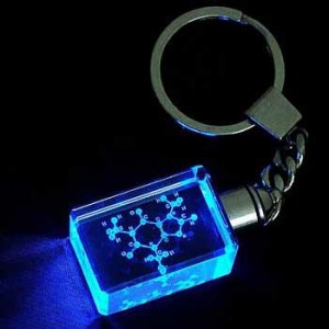 LED Light Crystal Keychain with Etched Logo