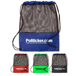 One Color Printed 100% Polyester Draw String Bag with Net Material